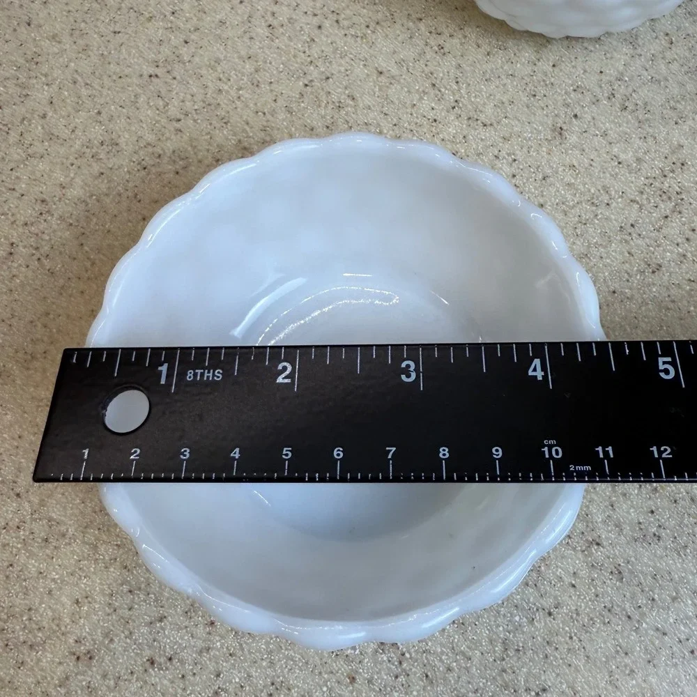 VTG 1950s Anchor Hocking White Milk Glass Hobnail Bowls 3pc Set Mid-Century 4.5